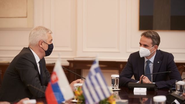 Ο Κυριάκος Μητσοτάκης υποδέχθηκε με τον υπουργό Εξωτερικών της Σλοβακίας - ΠΟΛΙΤΙΚΗ