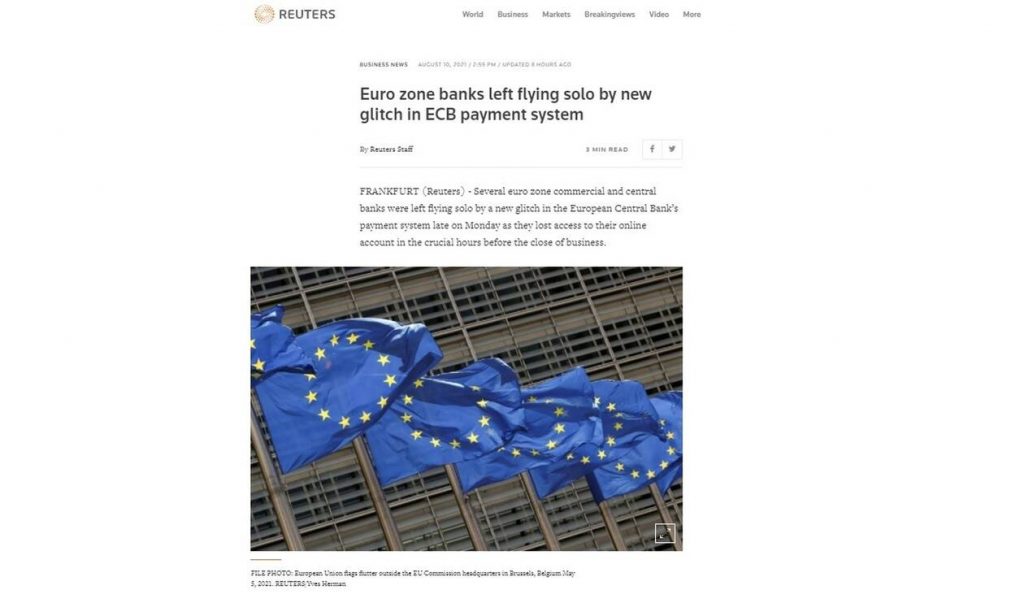 Ολιγόωρη διακοπή του συστήματος πληρωμών της ΕΚΤ αποκαλύπτει το Reuters - ΟΙΚΟΝΟΜΙΑ