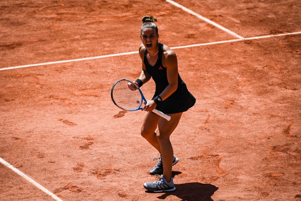 Maria SAKKARI of Greece celebrates his point during the seventh round of Roland Garros at Roland Garros on June 9, 2021 in Paris, France. (Photo by Matthieu Mirville/Icon Sport) - Roland Garros - Paris (France)
