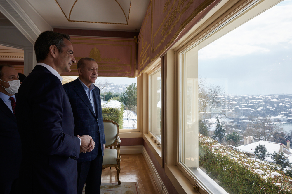 Συνάντηση του πρωθυπουργού, Κυριάκου Μητσοτάκη με τον πρόεδρο της Τουρκίας, Ρετζέπ Ταγίπ Ερντογάν στην Κωνσταντινούπολη, Κυριακή 13 Μαρτίου 2022.
(ΔΗΜΗΤΡΗΣ ΠΑΠΑΜΗΤΣΟΣ/ΓΡΑΦΕΙΟ ΤΥΠΟΥ ΠΡΩΘΥΠΟΥΡΓΟΥ/EUROKINISSI)