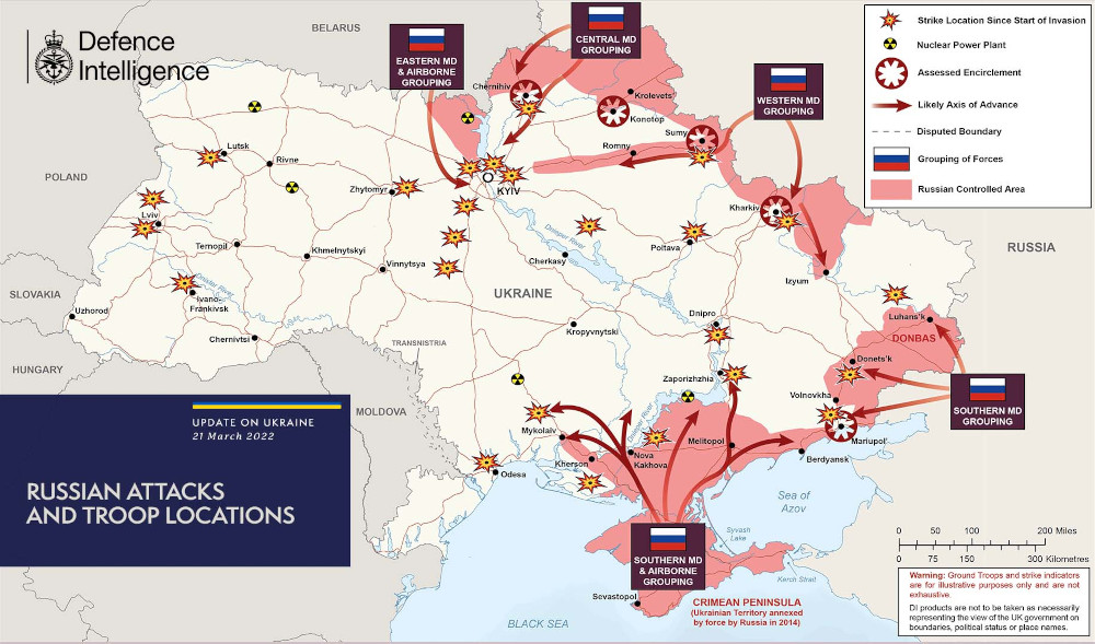 Πόλεμος στην Ουκρανία: Δείτε τον επικαιροποιημένο χάρτη με τις θέσεις των στρατευμάτων και τις τοποθεσίες-κλειδιά - ΔΙΕΘΝΗ