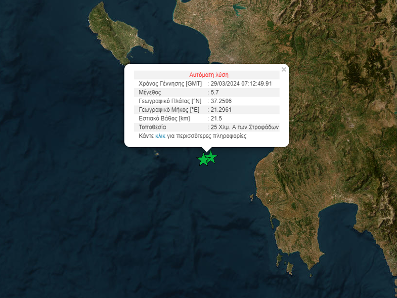 Ισχυρός σεισμός 5,7 ρίχτερ ανοιχτά της Πελοποννήσου - ΕΛΛΑΔΑ