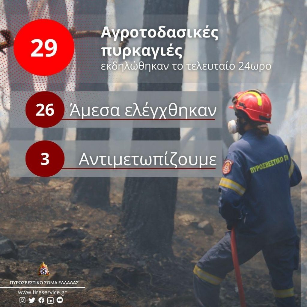 Ενημέρωση για τις αγροτοδασικές πυρκαγιές του τελευταίου 24ωρου - ΕΛΛΑΔΑ