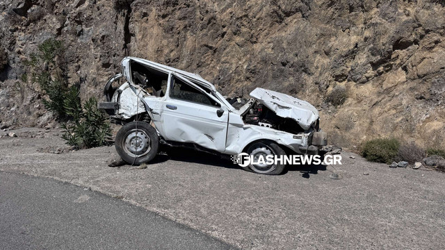 Σοβαρό-τροχαίο-στα-Σφακιά:-Αυτοκίνητο-κατέληξε-σε-γκρεμό-–-Στην-εντατική-ο-80χρονος-οδηγός