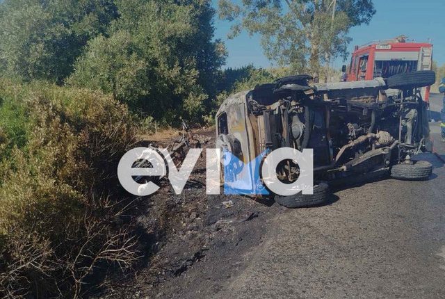 Θανατηφόρο-τροχαίο-στο-Αλιβέρι:-Σφοδρή-σύγκρουση-με-μηχανή,-προκλήθηκε-φωτιά