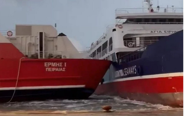 Έσπασαν-οι-κάβοι-και-συγκρούστηκαν-δύο-πλοία-στο-λιμάνι-της-Ηγουμενίτσας