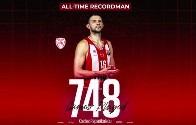 Έγραψε-ιστορία-ο-Παπανικολάου:-1ος-σε-συμμετοχές-στον-Ολυμπιακό-ξεπερνώντας-τον-Πρίντεζη