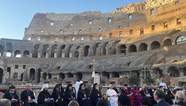 “Κανένας-πόλεμος-δεν-είναι-ιερός,-μόνο-η-ειρήνη-είναι-ιερή”:-Μήνυμα-από-το-Κολοσσαίο-της-Ρώμης-παρουσία-Ορθοδόξων-Προκαθημένων