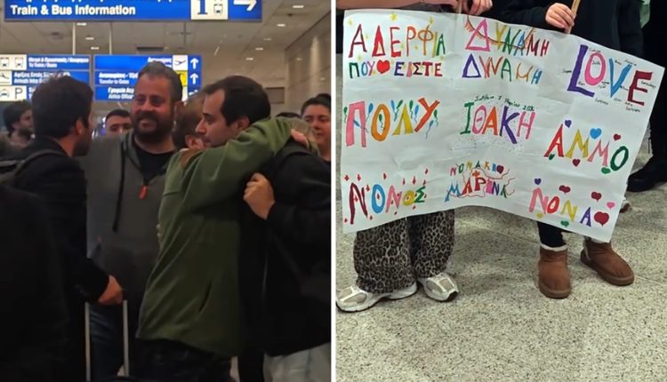 «Κουραστήκαμε-να-ελπίζουμε»:-Συγκινητική-η-επανένωση-οικογένειας-στο-αεροδρόμιο-μετά-την-επιστροφή-Ελλήνων-από-τα-ΗΑΕ-–-Δείτε-βίντεο