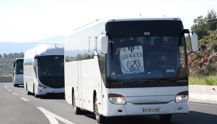 Τελικός-Κυπέλλου:-Κονβόι-λεωφορείων-με-φιλάθλους-του-ΟΦΗ-προς-τον-Βόλο
