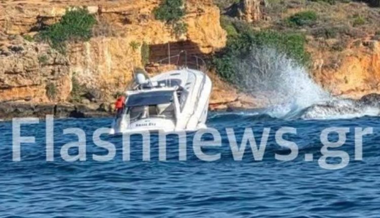 Τουριστικό-σκάφος-προσάραξε-σε-βραχώδη-περιοχή-στη-θάλασσα-των-Αγίων-Αποστόλων-στα-Χανιά-–-Δείτε-βίντεο