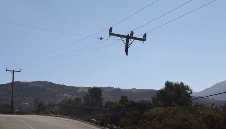 Σοκαριστικό-βίντεο-από-φλεγόμενο-στύλο-ηλεκτρικού-ρεύματος-στο-Ρέθυμνο