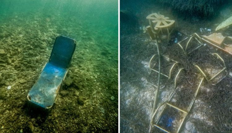 Κέρκυρα:-Ξαπλώστρες-και-βαριά-αντικείμενα-πεταμένα-στον-βυθό-της-παραλίας-Ημερολιά