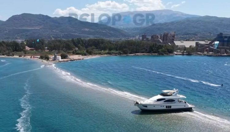 Κολλημένo-για-τρίτη-ημέρα-το-πολυτελές-γιοτ-που-προσάραξε-σε-αβαθή-στο-Δρέπανο