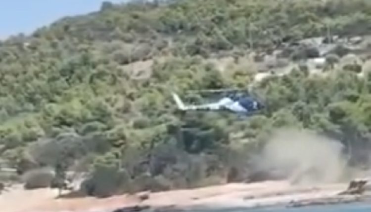 Ελικόπτερο-προσγειώθηκε-σε-παραλία-στις-Σπέτσες-δίπλα-σε-λουόμενους:-Συνελήφθη-ο-πιλότος-–-Δείτε-βίντεο