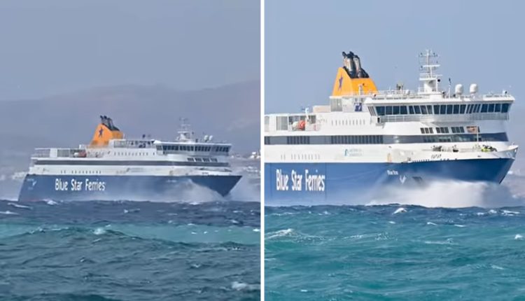 Κόντρα-στον-αέρα-και-τα-κύματα-το-blue-star-naxos-–-Βίντεο-με-την-επιτυχημένη-προσέγγιση-στο-λιμάνι-της-Νάξου
