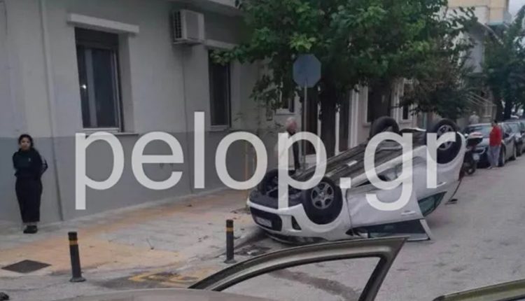 Πάτρα:-Αυτοκίνητο-αναποδογύρισε-μετά-από-σφοδρή-σύγκρουση-σε-διασταύρωση-–-Τραυματίστηκε-ο-οδηγός