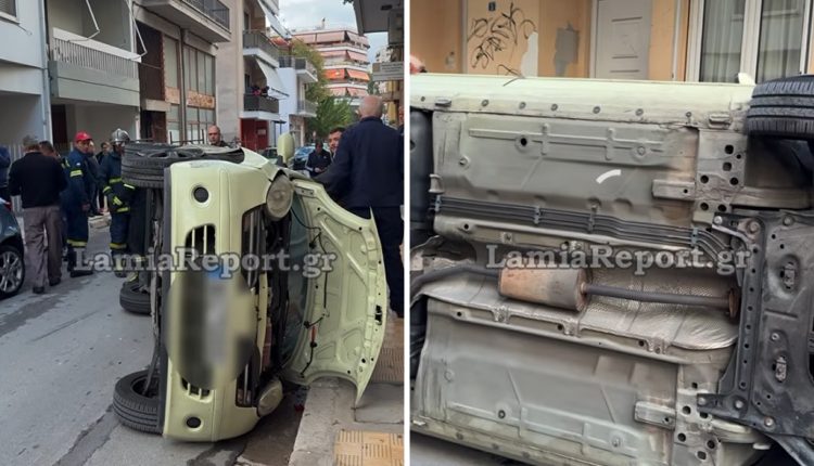 Αυτοκίνητο-τούμπαρε-στη-μέση-του-δρόμου-στη-Λαμία:-23χρονη-εκπαιδευτικός-βγήκε-από-το-αναποδογυρισμένο-όχημα-–-Δείτε-βίντεο